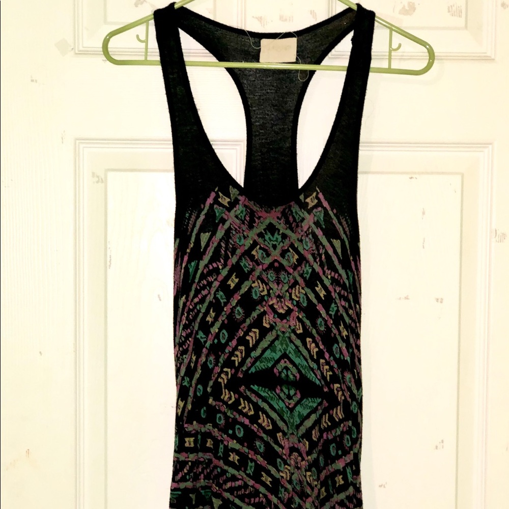 Black Tribal Print Racerback Tunic